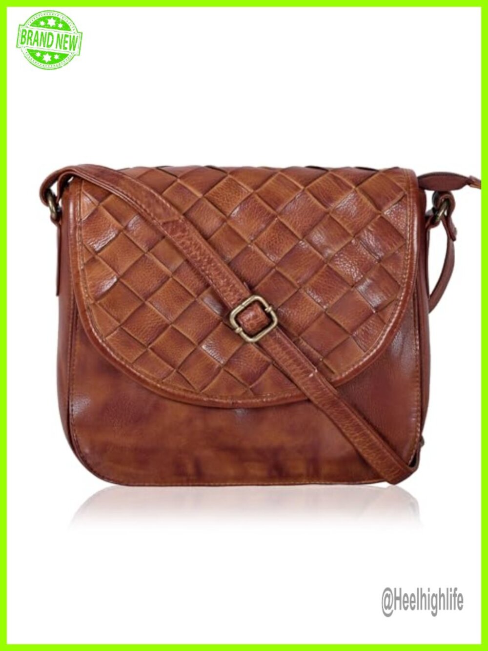 Genuine Leather Crossbody Bag Medium Adjustable Strap Zip Satchel